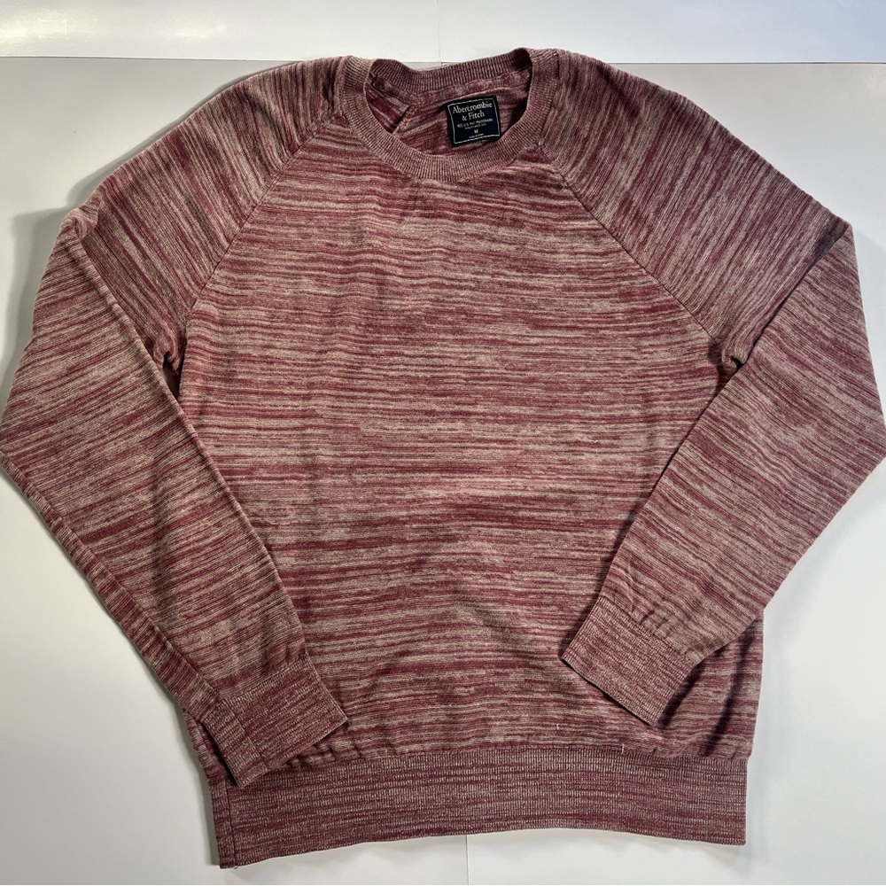 Abercrombie & Fitch Men’s Sweater M Raglan Weathered Rose Cotton Linen Blend